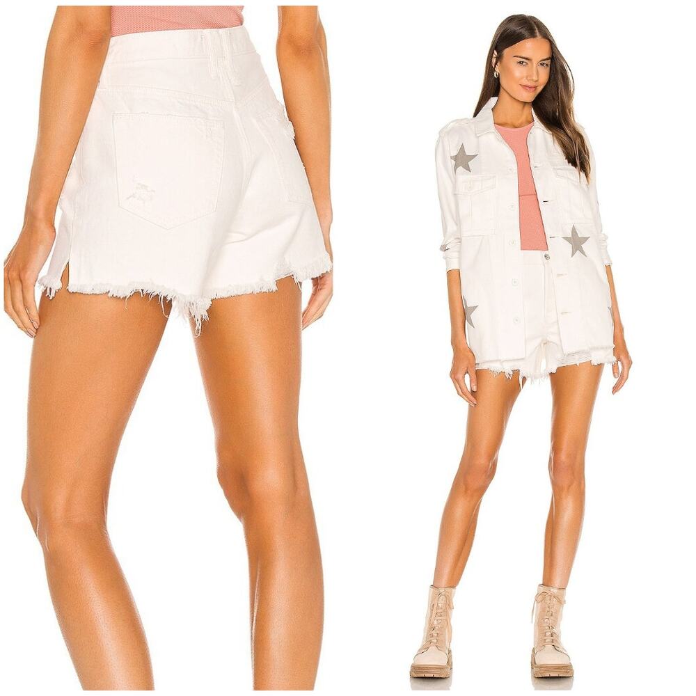 FREE PEOPLE We The Free Makai Cutoff Short White Distressed | 24